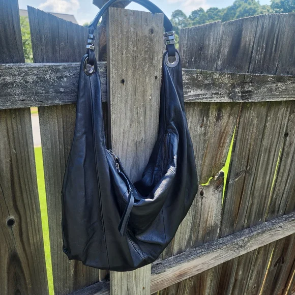 OrYany Leather Y2K Hobo Shoulder Slouchy Satchel Zip Pocket Bag Purse in Black - Picture 3 of 17